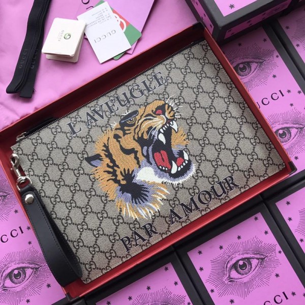 Replica Gucci brown roaring tiger purse GC07WM040