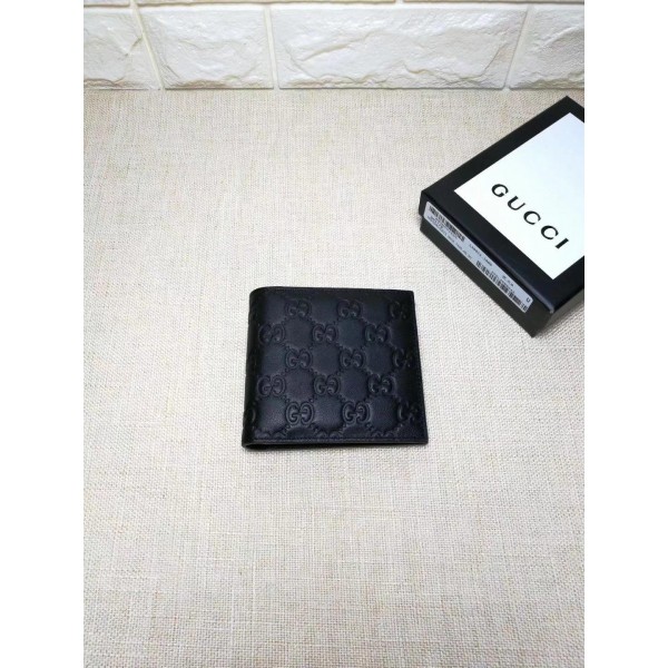 Replica Gucci black leather wallet GC06BM055