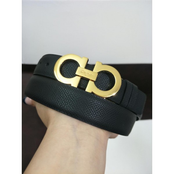 Replica Classy Black Ferragamo Gold buckle belt ASS02129