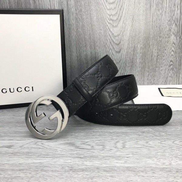 Replica Interlocked 2G Gucci Silver Buckle belt ASS02294