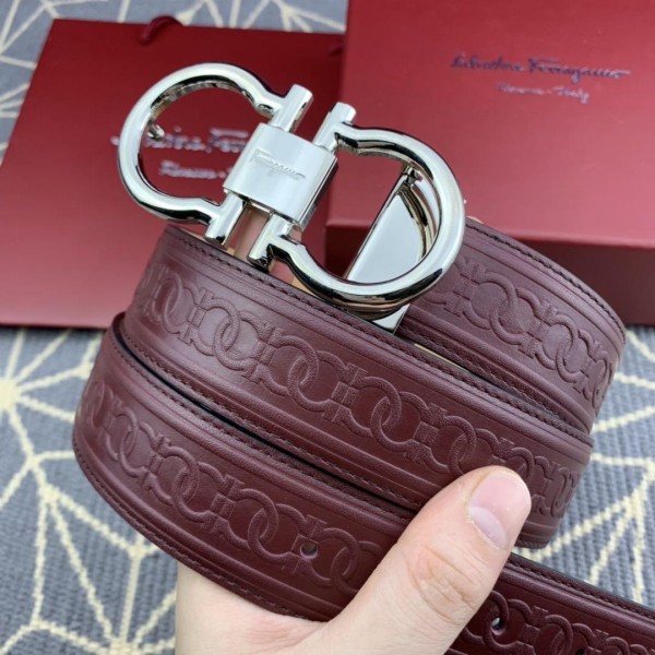 Replica Men's Silver Ferragamo buckle belt ASS02084