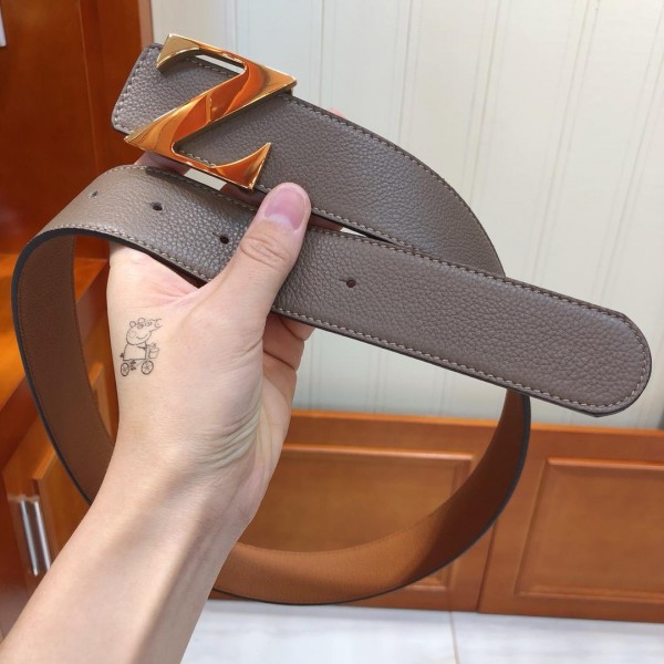 Replica Grey Ermenegildo Gold buckle belt ASS02052