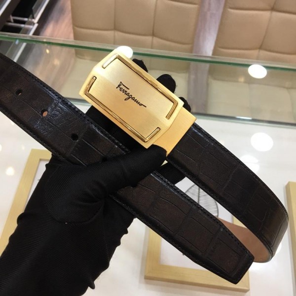 Replica Ferragamo Rectangular Gold buckle belt ASS02267