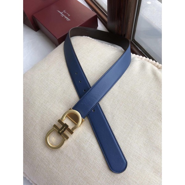 Replica Blue Golden Ferragamo buckle belt ASS02122