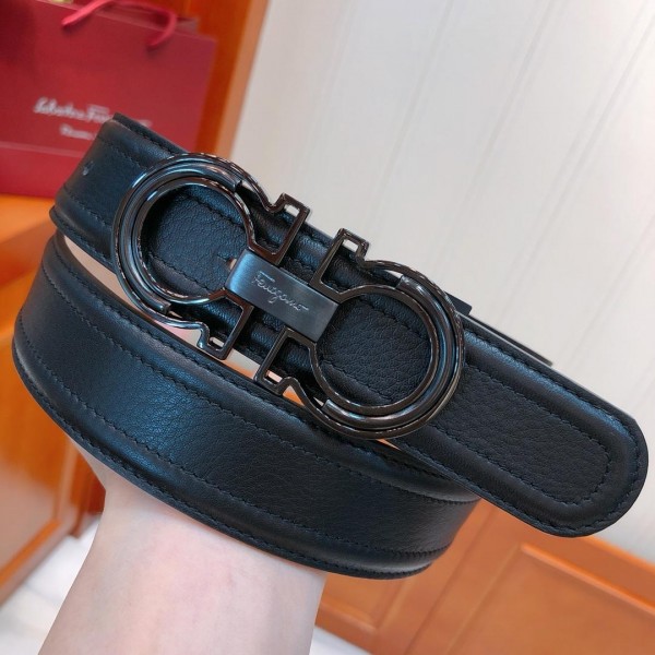 Replica Black Ferragamo buckle belt ASS02112