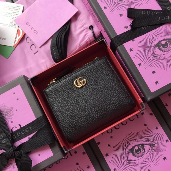 Replica Gucci small black leather zipped walletGC07WM028