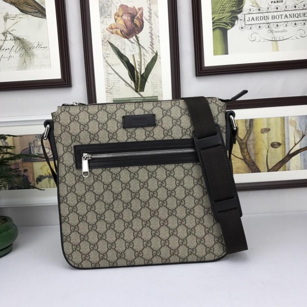 Replica Gucci cream brown canvas messenger bag GC06BM076