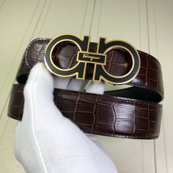 Replica Brown Gold Ferragamo belt ASS02183