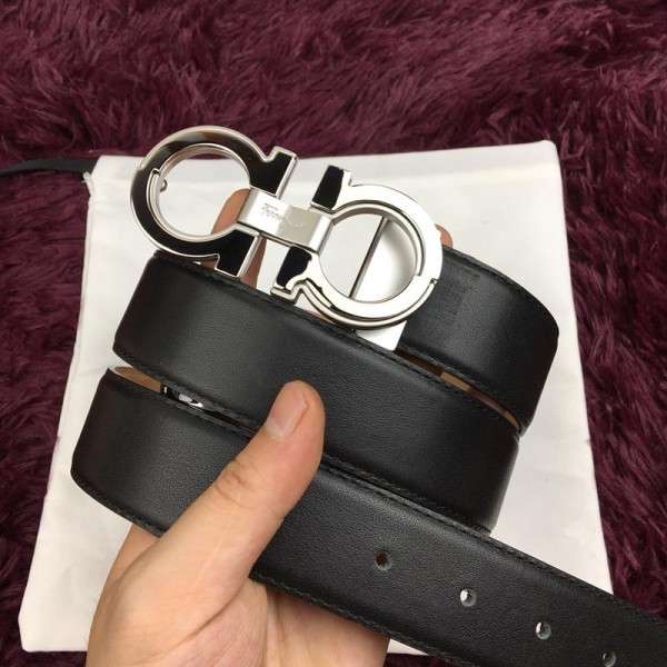 Replica Ferragamo Silver black belt ASS02234