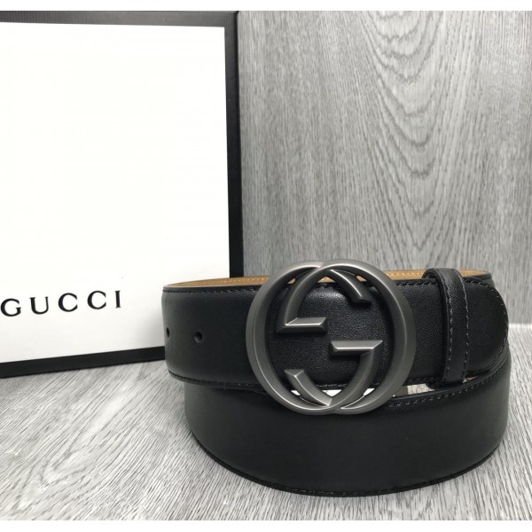 Replica Interlocking G Gucci black buckle belt ASS02334