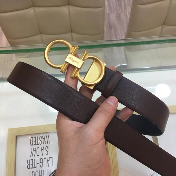 Replica Black Leather Gold Buckle Ferragamo belt ASS02210