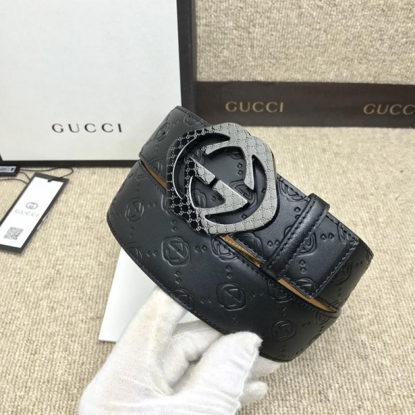 Replica Black Gucci Men's Buckle belt ASS02297