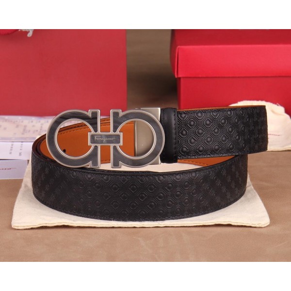 Replica Grey Silver Ferragamo buckle belt ASS02153