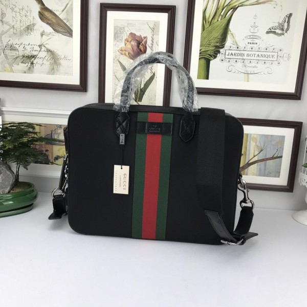 Replica Gucci mate black hand bag with Gucci stripe GC06BM121