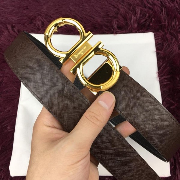 Replica Dark Brown Ferragamo buckle belt ASS02136