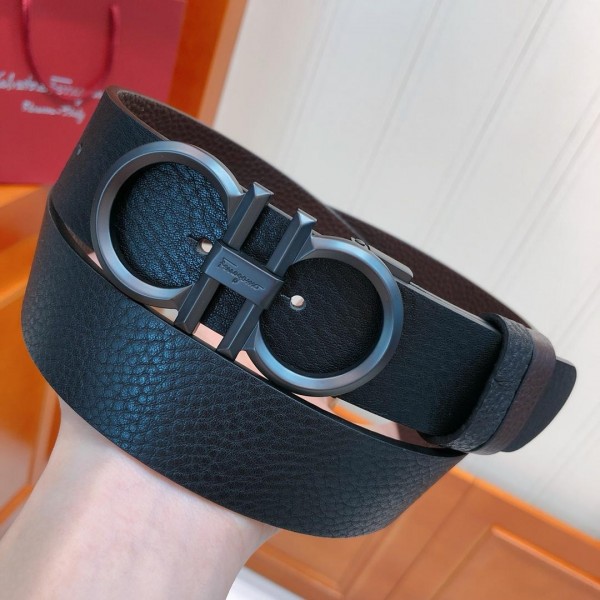 Replica Ferragamo Black Men's buckle belt ASS02117