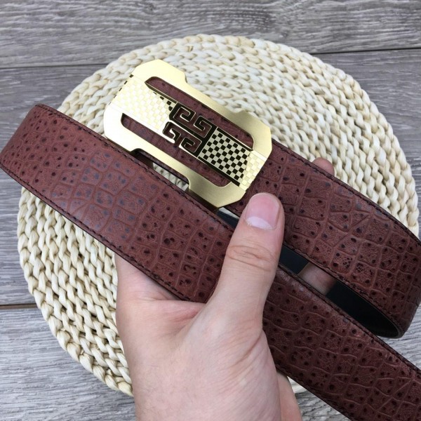 Replica Brown leather 4G Gold Givenchy belt ASS02282