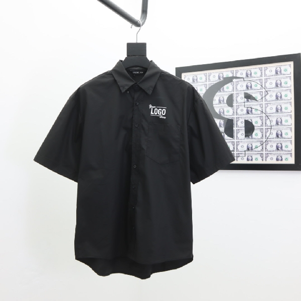 Replica Balenciaga Shirt Short Sleeve in Black