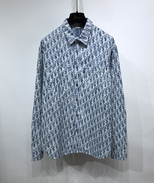 Replica Dior Shirt Oblique Overshirt in Blue