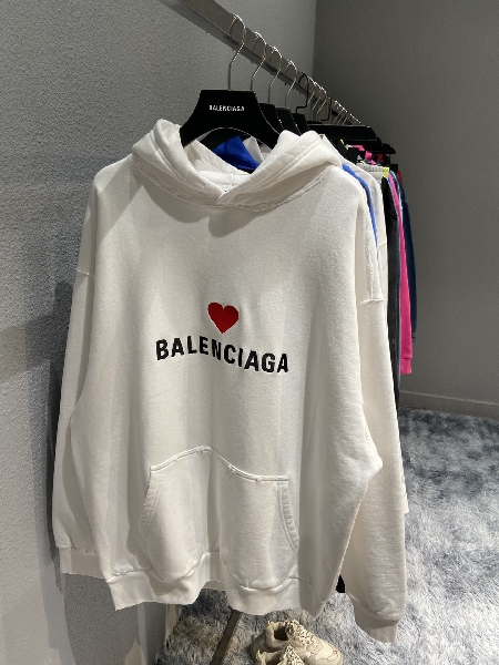 Replica Balenciaga Hoodie Logo Medium Fit in White