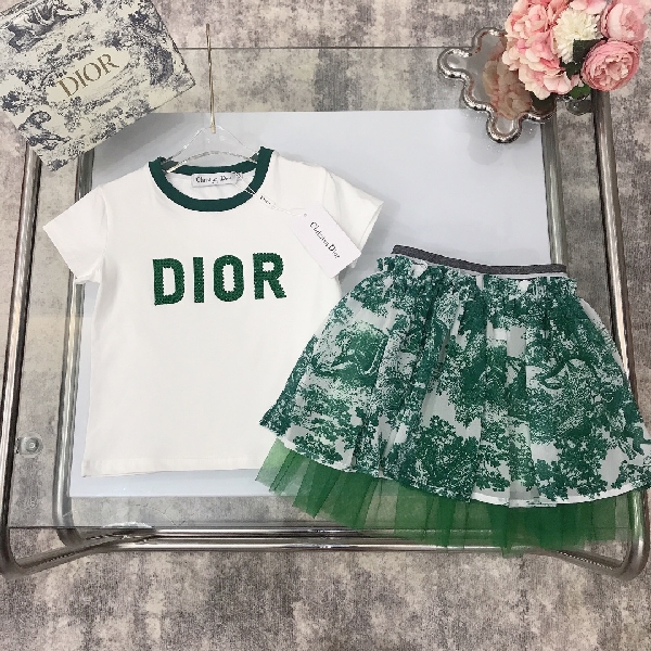 Replica Dior 2022 New Girl's T-shirt & Skirt Set