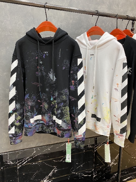 Replica Off-White Hoodies Logo Cotton in Black