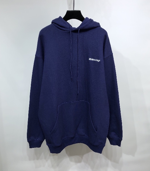 Replica Balenciaga Hoodie Logo Medium Fit in Blue