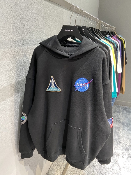 Replica Balenciaga Hoodie Space Boxy in Black