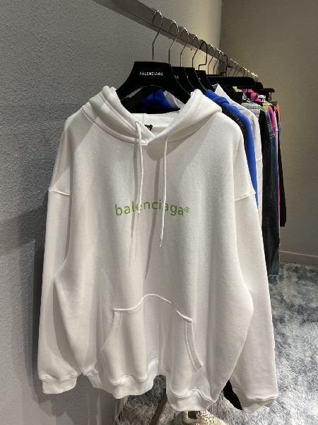 Replica Balenciaga Hoodie Logo Medium Fit in White