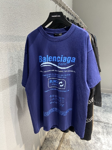 Replica Balenciaga T-Shirt Dry Cleaning Boxy in Blue