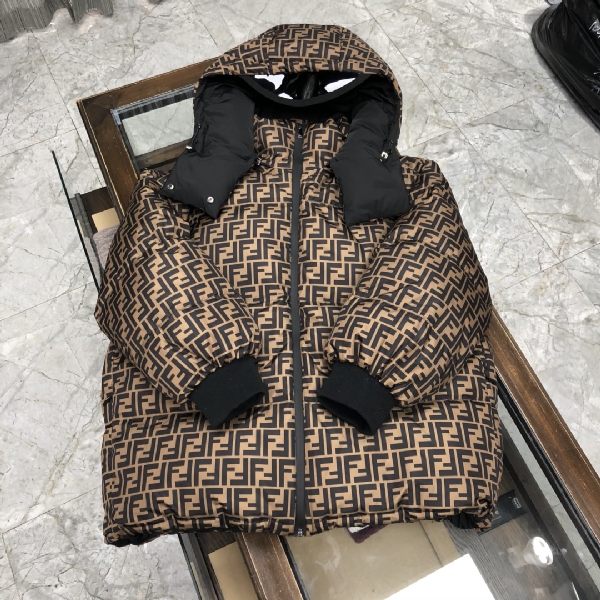 Replica Fendi Down Jacket tech fabric in Brown