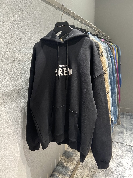 Replica Balenciaga Hoodie Logo Medium Fit in Black