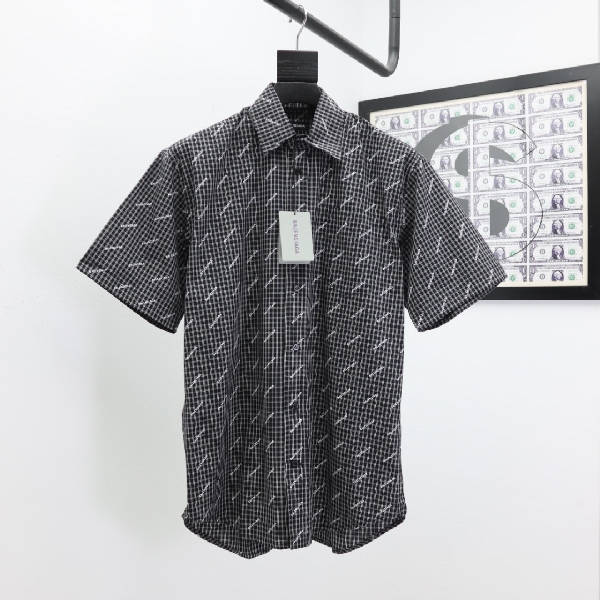 Replica Balenciaga Shirt Short Sleeve in Black