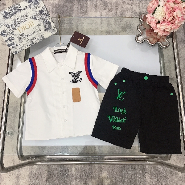 Replica LV 2022 Embroidered Children's Polo shirt Set