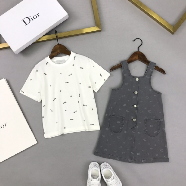 Replica Dior 2022 Girl's T-shirt and Suspender Pants Set