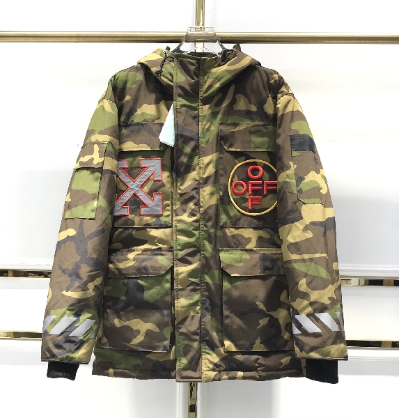 Replica Off-White Down Jacket Hoodies in Green