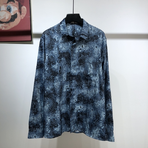 Replica Dior Shirt Oblique Overshirt in Blue