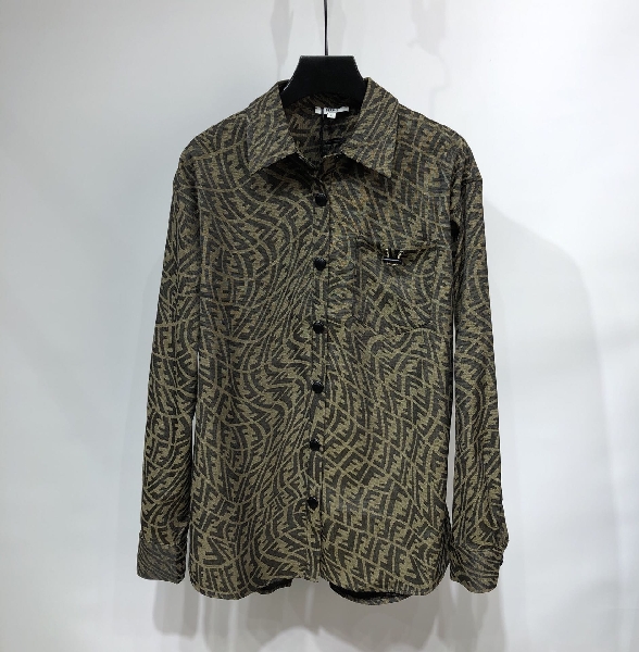 Replica Fendi Shirt Silk in Brown