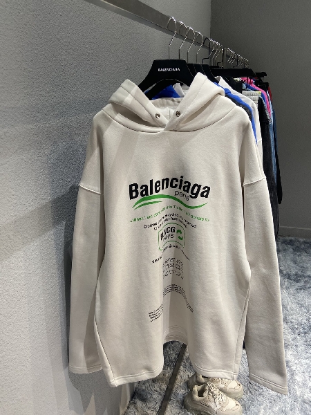 Replica Balenciaga Hoodie Logo Medium Fit in White