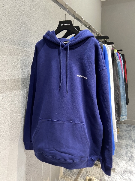 Replica Balenciaga Hoodie Logo Medium Fit in Blue