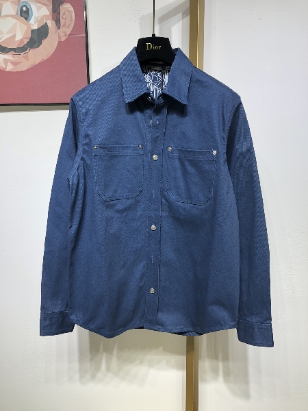 Replica Dior Shirt Oblique Overshirt in Blue