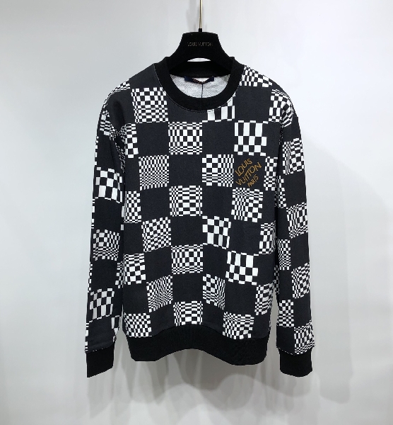 Replica Louis Vuitton Sweatshirt Ribbed Damier Crewneck