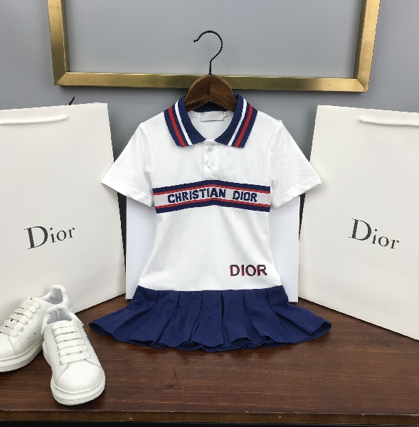 Replica Dior 2022 Girl's T-shirt and Skirt Set