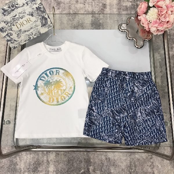 Replica Dior Atelier Children's T-shirt and Denim Shorts Set