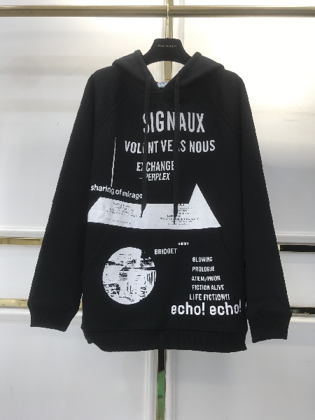 Replica Prada Hoodies Printed cotton fleece in Black