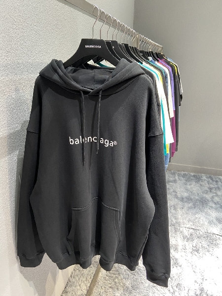 Replica Balenciaga Hoodie Logo Medium Fit in Black