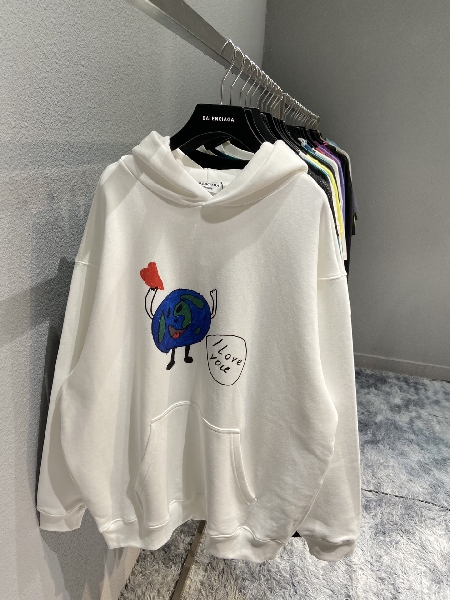 Replica Balenciaga Hoodie Printed in White