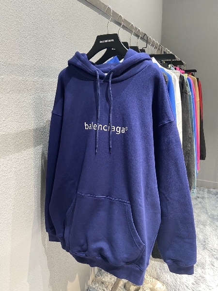 Replica Balenciaga Hoodie Logo Medium Fit in Blue