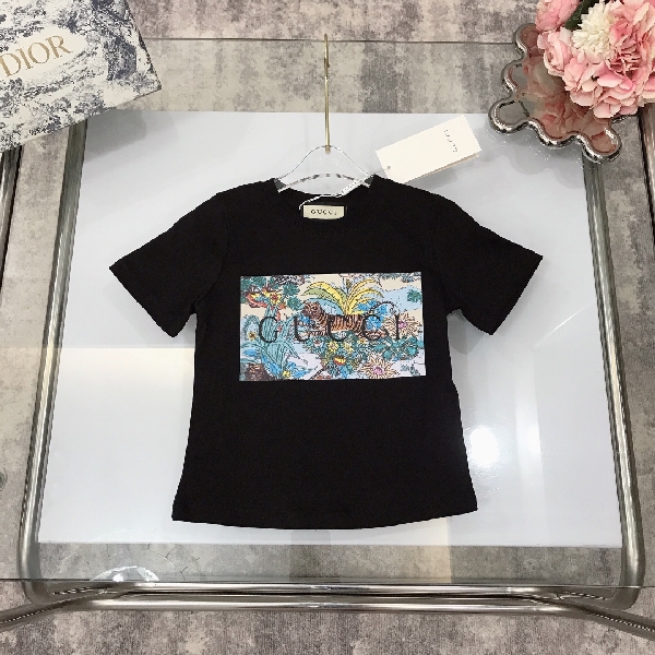 Replica Gucci 2022 New Tiger Print Children's T-shirt in Black