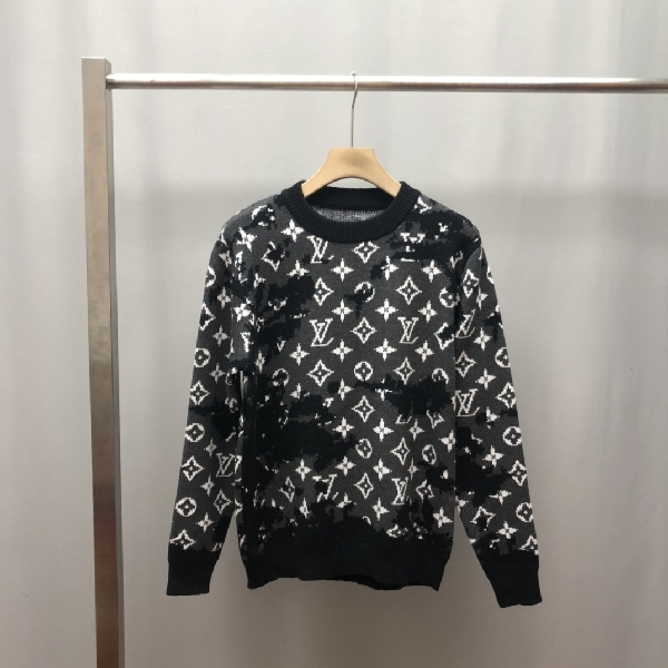 Replica Louis Vuitton Sweatshirt ALL Logo Cotton in Black